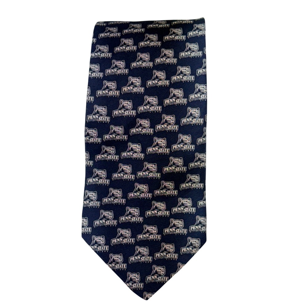 College Classics Penn State Nittany‎ Lions Navy Blue Silk Logo Necktie PSU Mens